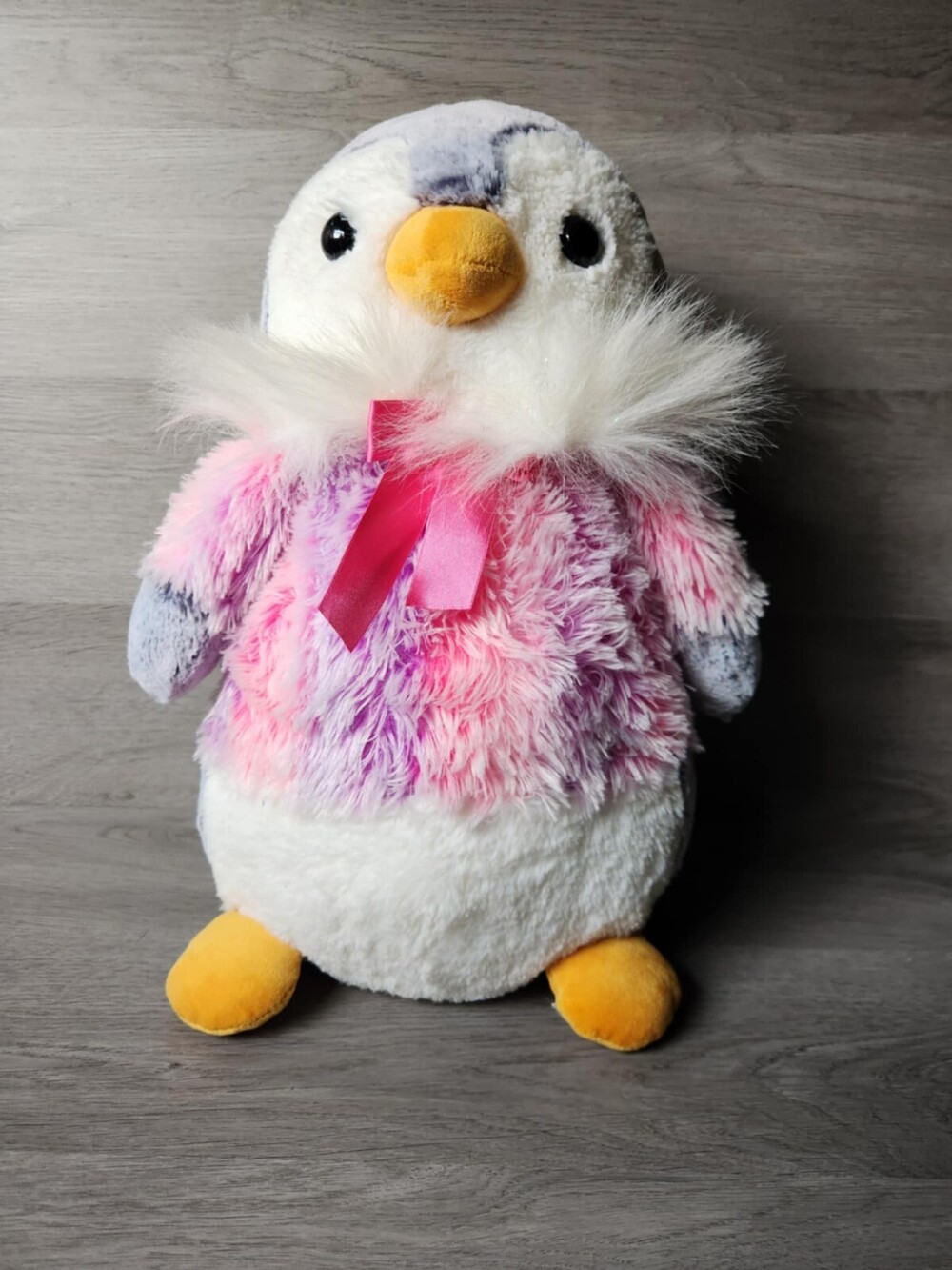Aurora Pompon Penguin 16" Medium Plush Stuffed Animal Purple Pink White Gray
